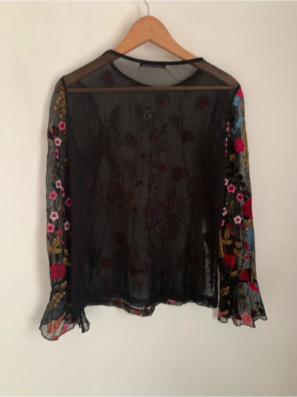 Suzy Shier Embroidered Mesh Blouse - Picture 4 of 7